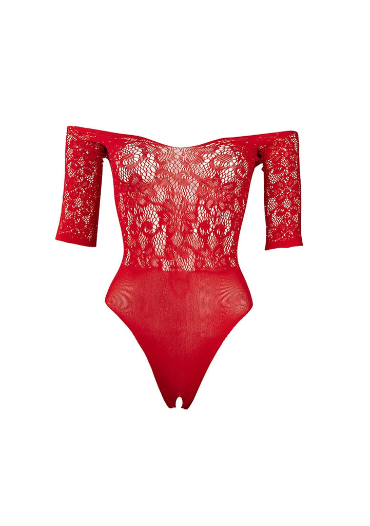 Presents Rhinestone Off Shldr Body OS - Red