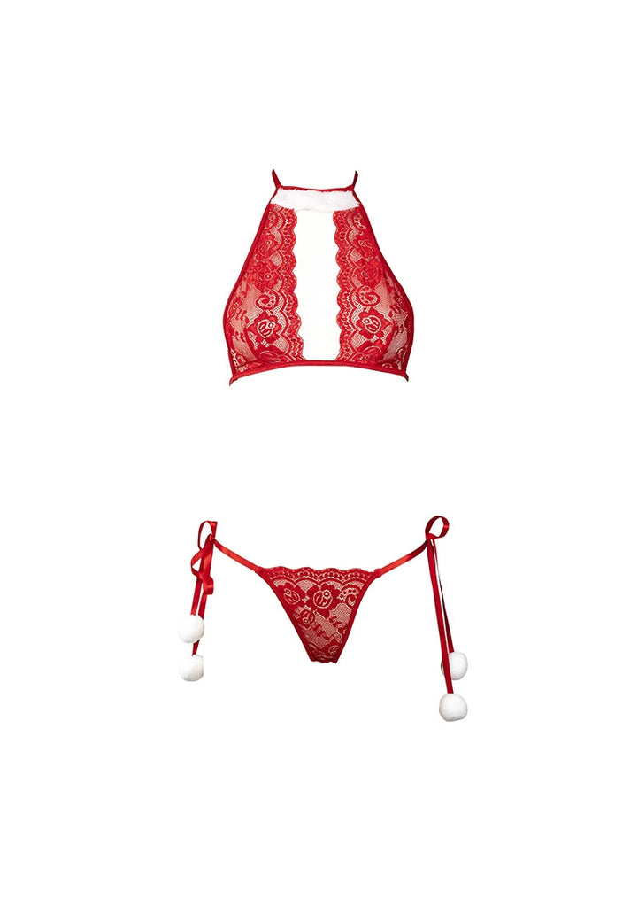 Snow Angel Lace Lingerie Set OS - Red