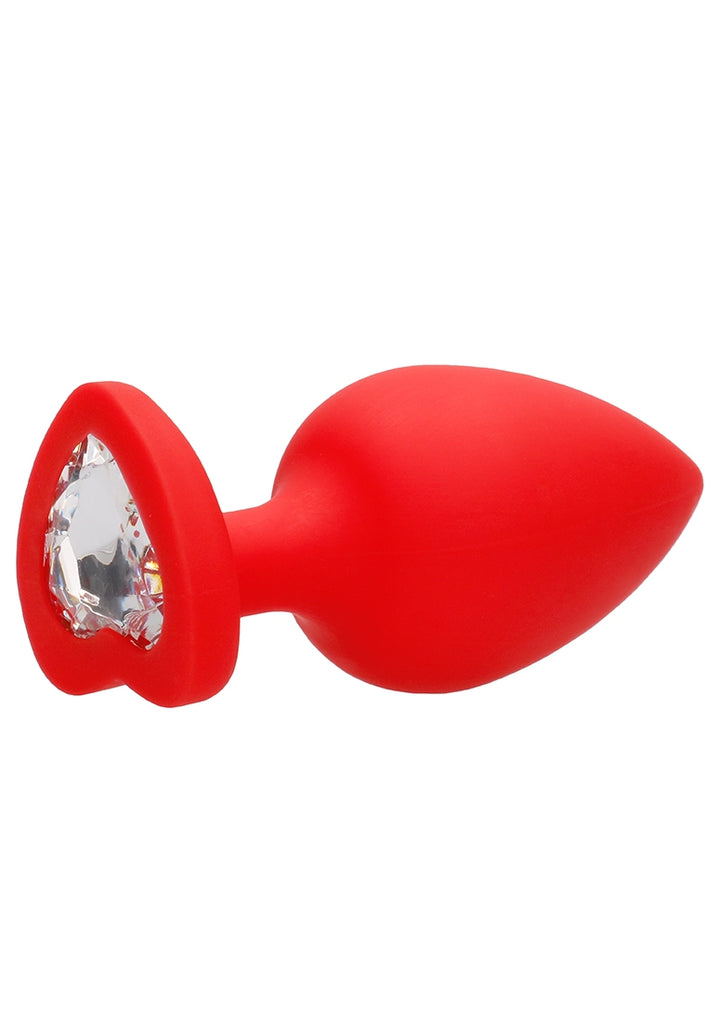 Diamond Heart Butt Plug - Extra Large - Red